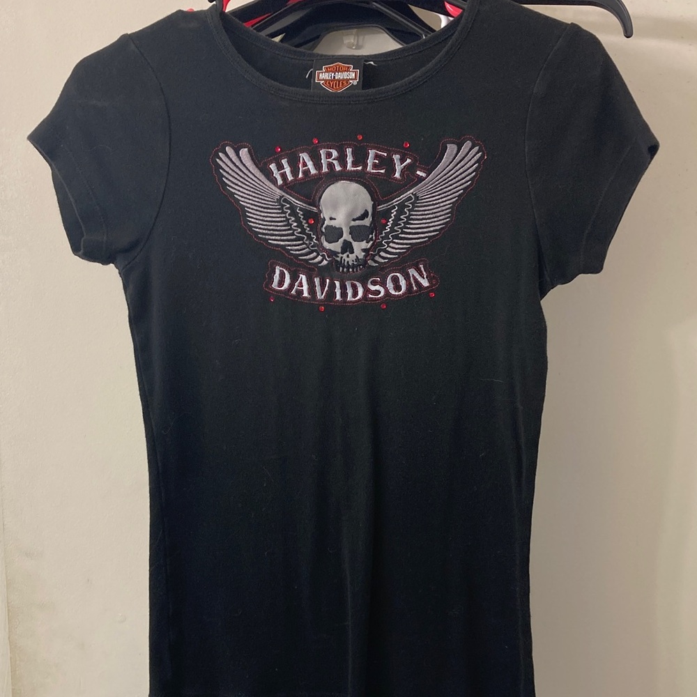Harley-Davidson Black Tee with Skull and Wings